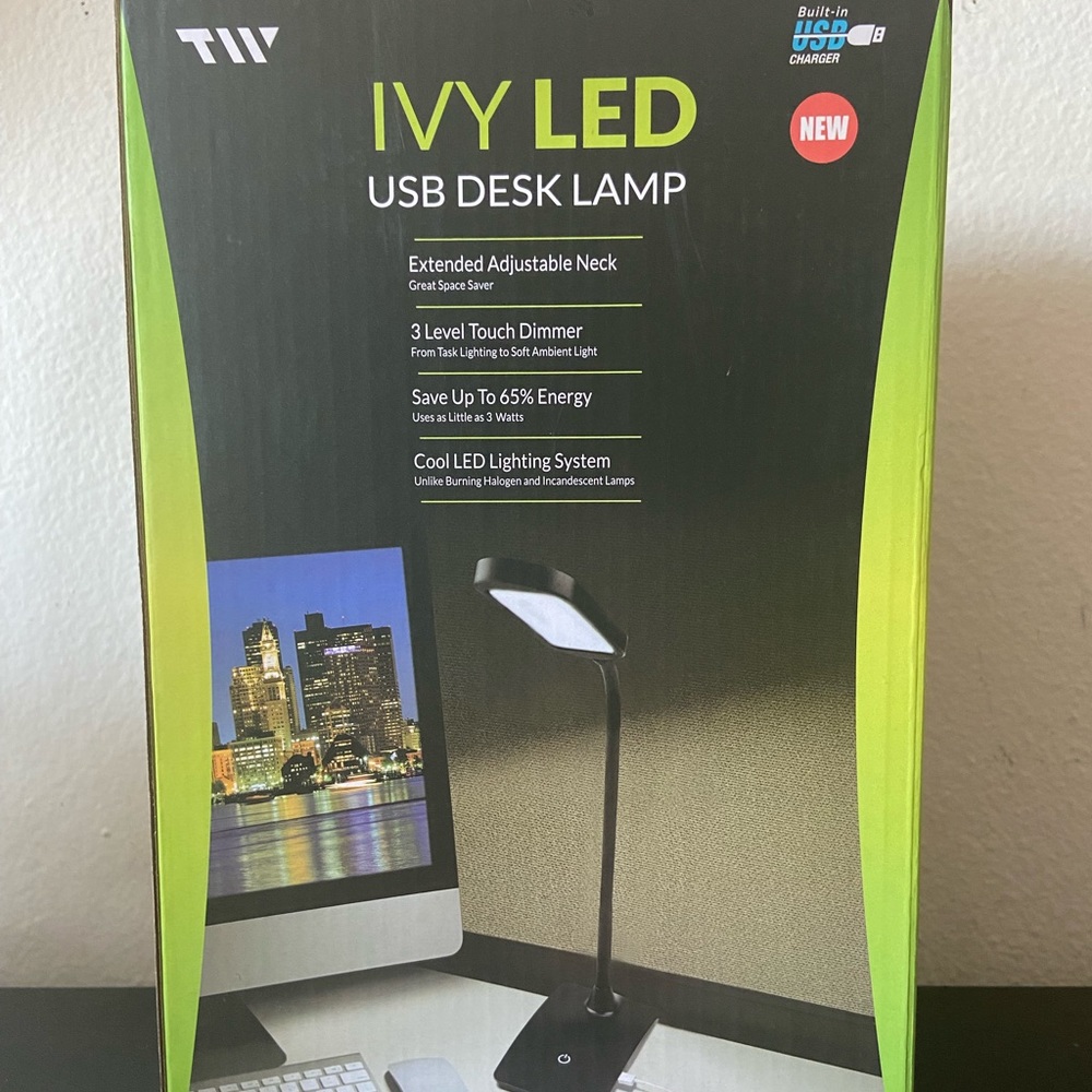 Desk Lamp with USB Port, 3-Way Touch Switch, White